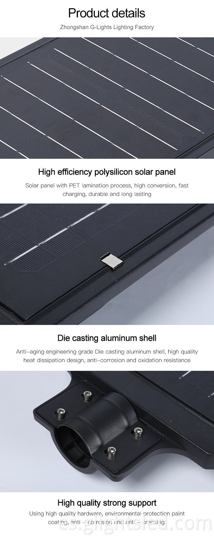 Aluminio impermeable al aire libre de la prenda impermeable del smd del ahorro de energía ip65 todo en una farola led solar de 60w 100w 120w